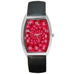 Glossy Rose Pink Spiral Fractal  Barrel Style Metal Watch