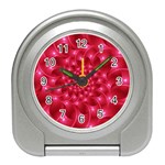 Glossy Rose Pink Spiral Fractal  Travel Alarm Clock