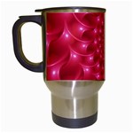 Glossy Rose Pink Spiral Fractal  Travel Mug (White)