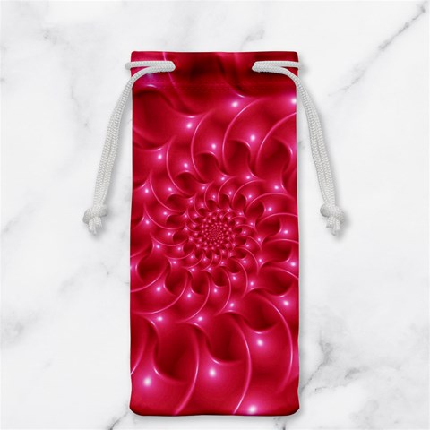 Glossy Rose Pink Spiral Fractal  Jewelry Bag from ArtsNow.com Front