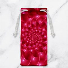 Glossy Rose Pink Spiral Fractal  Jewelry Bag from ArtsNow.com Front