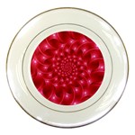 Glossy Rose Pink Spiral Fractal  Porcelain Plate