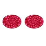 Glossy Rose Pink Spiral Fractal  Cufflinks (Oval)