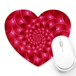 Glossy Rose Pink Spiral Fractal  Heart Mousepad