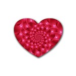 Glossy Rose Pink Spiral Fractal  Rubber Coaster (Heart)