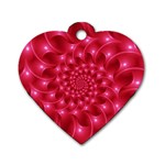 Glossy Rose Pink Spiral Fractal  Dog Tag Heart (One Side)