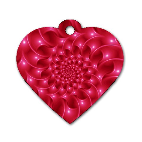 Glossy Rose Pink Spiral Fractal  Dog Tag Heart (Two Sides) from ArtsNow.com Front