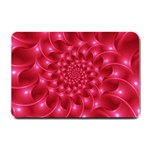 Glossy Rose Pink Spiral Fractal  Small Doormat