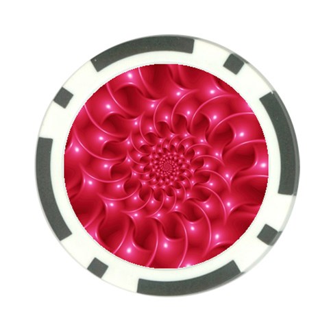 Glossy Rose Pink Spiral Fractal  Poker Chip Card Guard from ArtsNow.com Front