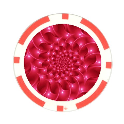 Glossy Rose Pink Spiral Fractal  Poker Chip Card Guard from ArtsNow.com Front