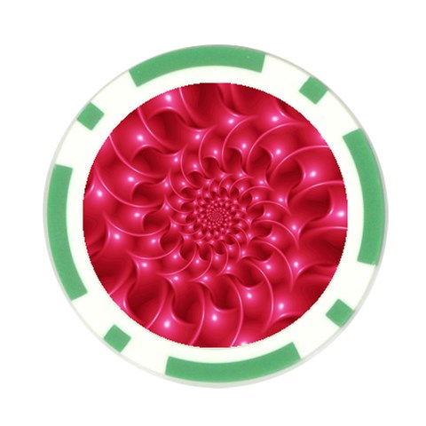 Glossy Rose Pink Spiral Fractal  Poker Chip Card Guard from ArtsNow.com Front