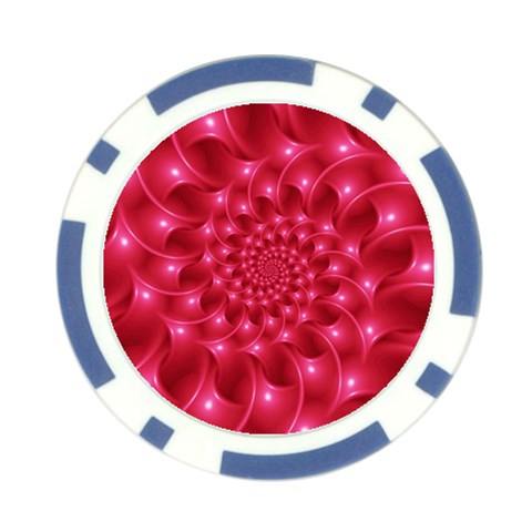 Glossy Rose Pink Spiral Fractal  Poker Chip Card Guard from ArtsNow.com Front