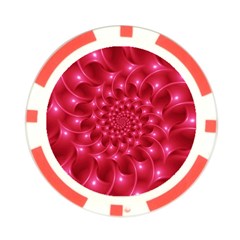 Glossy Rose Pink Spiral Fractal  Poker Chip Card Guard from ArtsNow.com Front