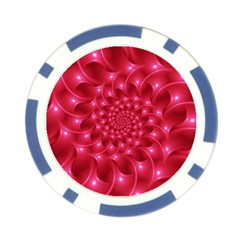 Glossy Rose Pink Spiral Fractal  Poker Chip Card Guard from ArtsNow.com Front