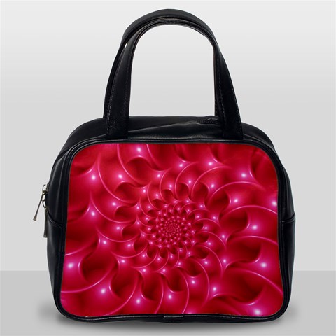 Glossy Rose Pink Spiral Fractal  Classic Handbag (One Side) from ArtsNow.com Front