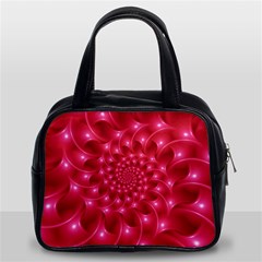 Glossy Rose Pink Spiral Fractal  Classic Handbag (Two Sides) from ArtsNow.com Front