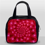 Glossy Rose Pink Spiral Fractal  Classic Handbag (Two Sides)