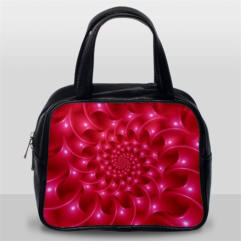 Glossy Rose Pink Spiral Fractal  Classic Handbag (Two Sides) from ArtsNow.com Back