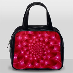 Glossy Rose Pink Spiral Fractal  Classic Handbag (Two Sides) from ArtsNow.com Back