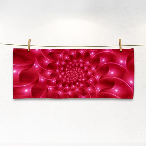 Glossy Rose Pink Spiral Fractal  Hand Towel from ArtsNow.com Front