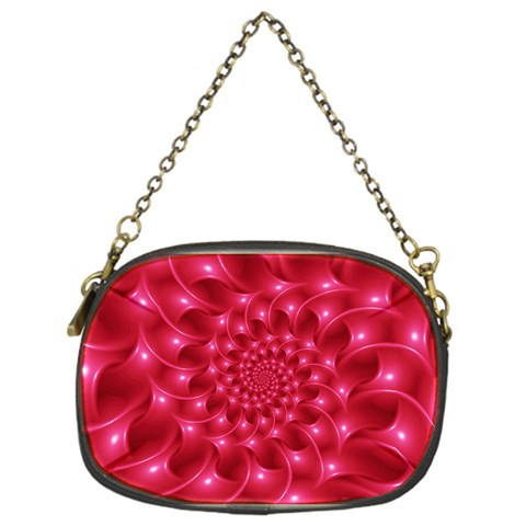 Glossy Rose Pink Spiral Fractal  Chain Purse (One Side) from ArtsNow.com Front