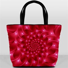 Glossy Rose Pink Spiral Fractal  Bucket Bag from ArtsNow.com Back