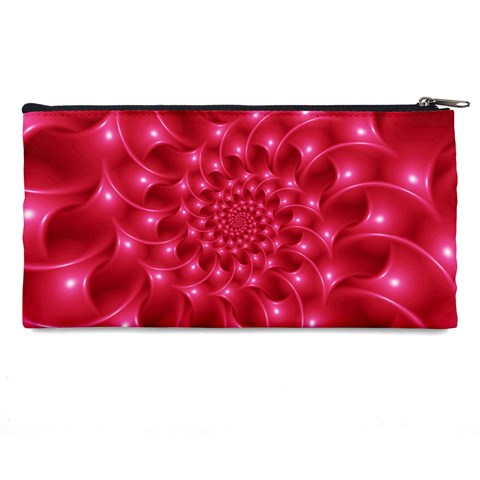 Glossy Rose Pink Spiral Fractal  Pencil Case from ArtsNow.com Back