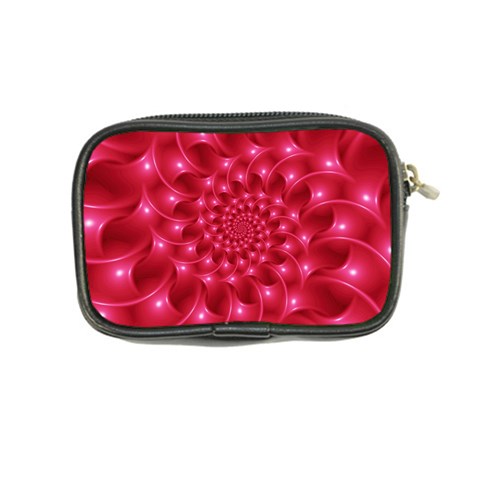 Glossy Rose Pink Spiral Fractal  Coin Purse from ArtsNow.com Back