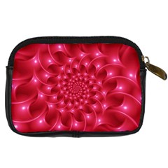 Glossy Rose Pink Spiral Fractal  Digital Camera Leather Case from ArtsNow.com Back