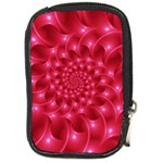 Glossy Rose Pink Spiral Fractal  Compact Camera Leather Case