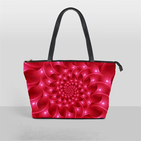 Glossy Rose Pink Spiral Fractal  Classic Shoulder Handbag from ArtsNow.com Front