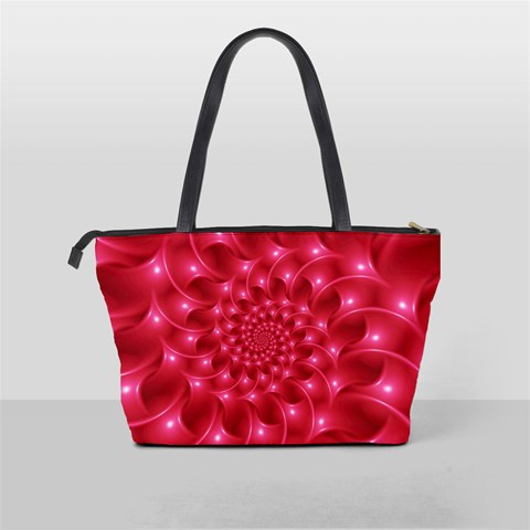 Glossy Rose Pink Spiral Fractal  Classic Shoulder Handbag from ArtsNow.com Back