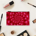 Glossy Rose Pink Spiral Fractal  Cosmetic Bag (Small)