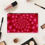 Glossy Rose Pink Spiral Fractal  Cosmetic Bag (Medium)