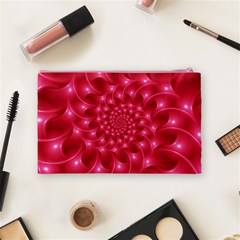 Glossy Rose Pink Spiral Fractal  Cosmetic Bag (Medium) from ArtsNow.com Back