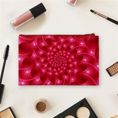 Glossy Rose Pink Spiral Fractal  Cosmetic Bag (Medium) from ArtsNow.com Back