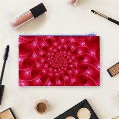 Glossy Rose Pink Spiral Fractal  Cosmetic Bag (Medium) from ArtsNow.com Back