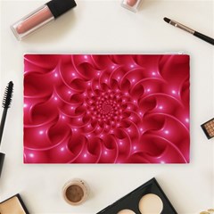 Glossy Rose Pink Spiral Fractal  Cosmetic Bag (Large) from ArtsNow.com Back