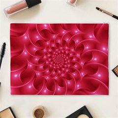 Glossy Rose Pink Spiral Fractal  Cosmetic Bag (XL) from ArtsNow.com Back