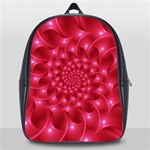 Glossy Rose Pink Spiral Fractal  School Bag (Large)