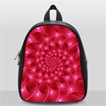 Glossy Rose Pink Spiral Fractal  School Bag (Small)