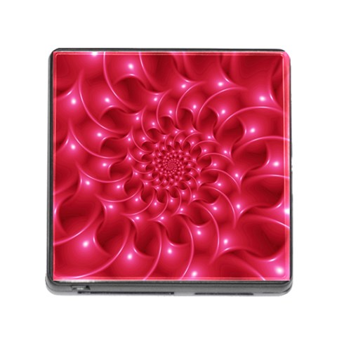 Glossy Rose Pink Spiral Fractal  Memory Card Reader (Square) from ArtsNow.com Front