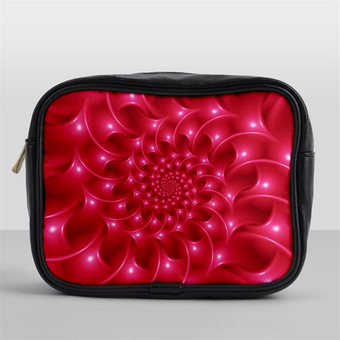 Glossy Rose Pink Spiral Fractal  Mini Toiletries Bag (One Side) from ArtsNow.com Front