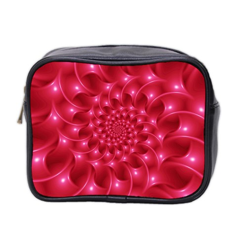 Glossy Rose Pink Spiral Fractal  Mini Toiletries Bag (Two Sides) from ArtsNow.com Front