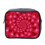 Glossy Rose Pink Spiral Fractal  Mini Toiletries Bag (Two Sides)