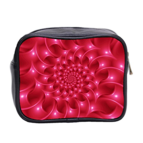 Glossy Rose Pink Spiral Fractal  Mini Toiletries Bag (Two Sides) from ArtsNow.com Back