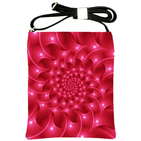 Glossy Rose Pink Spiral Fractal  Shoulder Sling Bag from ArtsNow.com Front