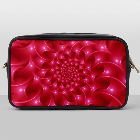 Glossy Rose Pink Spiral Fractal  Toiletries Bag (One Side) from ArtsNow.com Front