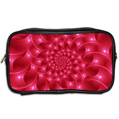 Glossy Rose Pink Spiral Fractal  Toiletries Bag (Two Sides) from ArtsNow.com Back