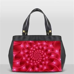 Glossy Rose Pink Spiral Fractal  Oversize Office Handbag (2 Sides) from ArtsNow.com Front